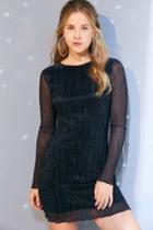 Urban Outfitters Kimchi Blue Claudia Crinkle Shimmer Long-sleeve Dress