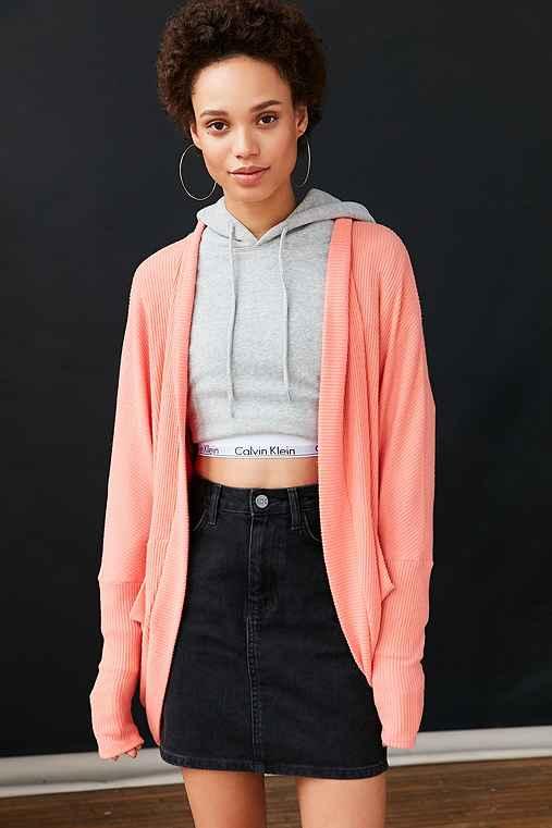 Urban Outfitters Silence + Noise Bobby Cozy Cocoon Cardigan,bright Orange,xs