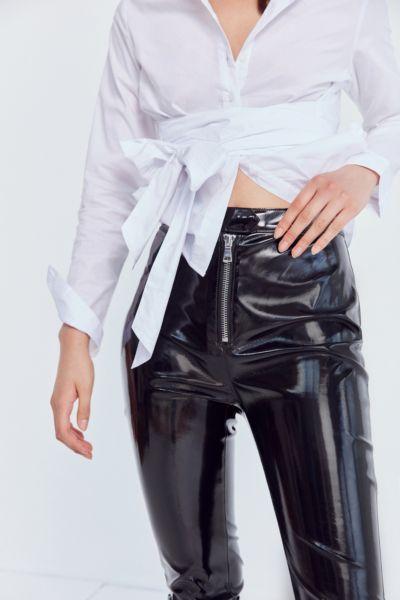 Silence + Noise Glossy High-rise Zip Pant