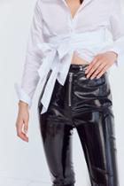 Silence + Noise Glossy High-rise Zip Pant