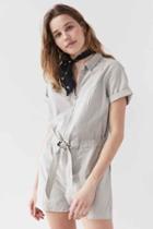 Urban Outfitters Bdg Rosie Zip-front Coverall Romper,light Grey,l