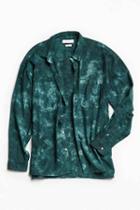 Urban Outfitters Uo Acid Bleached Drop Shoulder Flannel Button-down Shirt,green,xl
