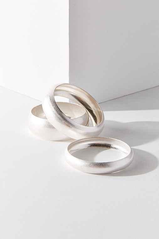 Urban Outfitters Chunky Bangle Bracelet Set,silver,one Size