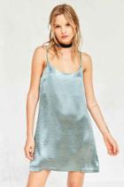 Urban Outfitters Silence + Noise Satin Shine Mini Slip Dress,slate,m