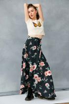 Urban Outfitters Bog Collective Tulip Wrap Maxi Skirt,black,xs