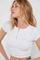 Silence + Noise Marian Half-zip Cropped Top
