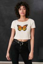 Urban Outfitters Truly Madly Deeply Butterfly Tee,ivory,xs
