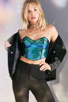 Urban Outfitters Silence + Noise Diva Iridescent Bustier Top,green,s