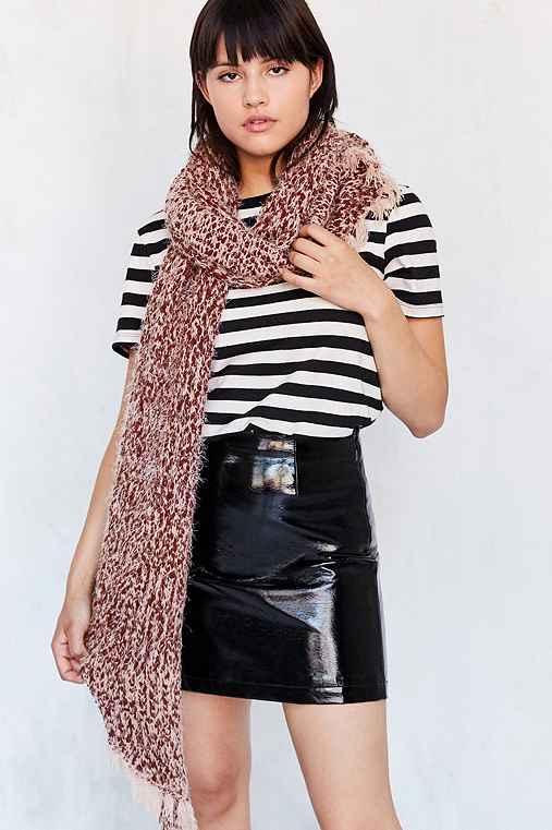 Urban Outfitters Teddy Boucle Knit Scarf,red,one Size