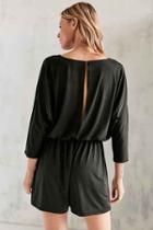 Urban Outfitters Silence + Noise Slinky 3/4-length Sleeve Dolman Romper,black,l