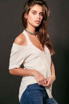 Urban Outfitters Truly Madly Deeply Nine Iron Halter Tee,white,m