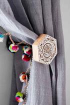 Urban Outfitters Plum & Bow Woodblock Hexagon Curtain Tie-back,white,one Size