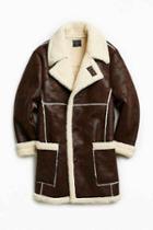 Urban Outfitters Uo Faux Shearling Barn Coat,brown,xs