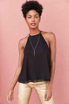 Urban Outfitters Ecote Phoebe Mesh Inset High Neck Tank Top,black,xs