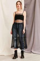 Urban Outfitters Urban Renewal Remade Sheer Mesh Midi Slip Dress,black,m