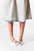 Urban Outfitters Embroidered Rose Mary Jane Flat,white,7