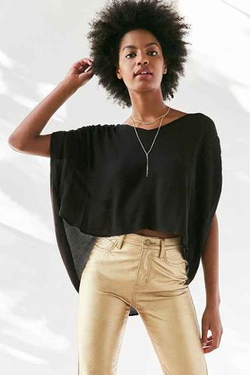 Urban Outfitters Silence + Noise Exton Cape-sleeve Popover Top,black,s