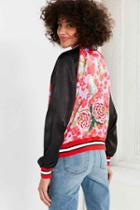 Urban Outfitters Silence + Noise Arielle Silky Embroidered Bomber Jacket,lavender,l