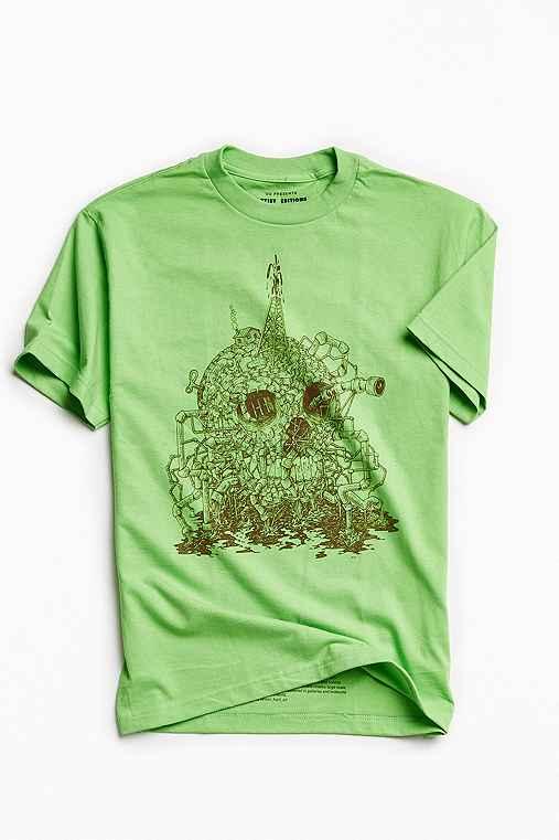 Urban Outfitters Uo Artist Editions Seldon Hunt Skull Sewer Tee,lime,m