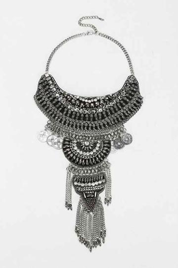 Taza Leather Chain Statement Necklace