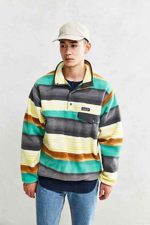 Urban Outfitters Patagonia Lightweight Synchilla Snap-t Fleece Pullover Jacket,multi,l