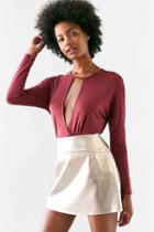 Urban Outfitters Silence + Noise Mia Plunging Cutout Surplice Top,maroon,xs