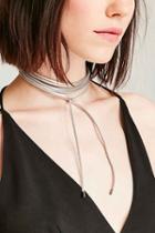 Urban Outfitters Vegan Leather Wrap Choker Necklace,silver,one Size