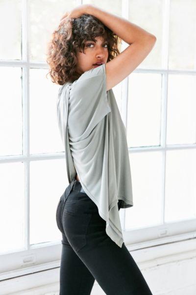 Silence + Noise Leah Split-back Mock Neck Tee