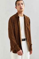 Urban Outfitters Uo Owen Leopard Rayon Button-down Shirt,light Brown,s