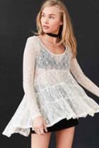 Urban Outfitters Ecote Lace Tiered Trapeze Top,ivory,xs