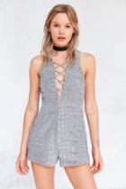 Astr Roxanne Metallic Lace-up Romper