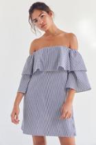 Cooperative Tiered Sleeve Striped Off-the Shoulder Dress