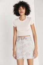 Urban Outfitters Bdg Floral Print Denim Mini Skirt,blue Multi,m