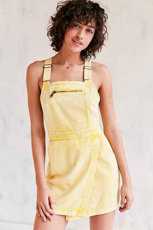Urban Outfitters Bdg Jessy Wrap-front Overall Mini Dress,yellow,2