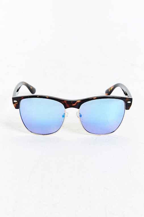 Urban Outfitters Large Half-frame Sunglasses,brown,one Size