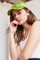 Urban Outfitters Floral Satin Baseball Hat,green,one Size