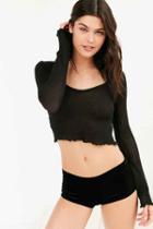 Urban Outfitters Out From Under Cozy Sweetheart Long Sleeve Top,black,s