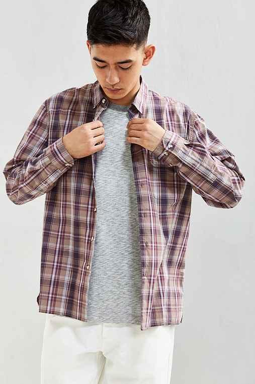 Urban Outfitters Uo Gas Station Plaid Button-down Shirt,purple,xs