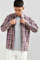 Urban Outfitters Uo Gas Station Plaid Button-down Shirt,purple,xs