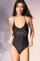 Urban Outfitters Amuse Society Logo One-piece Swimsuit,black,s