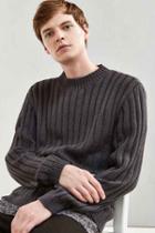 Urban Outfitters Uo Rib Mock Neck Sweater,charcoal,xl