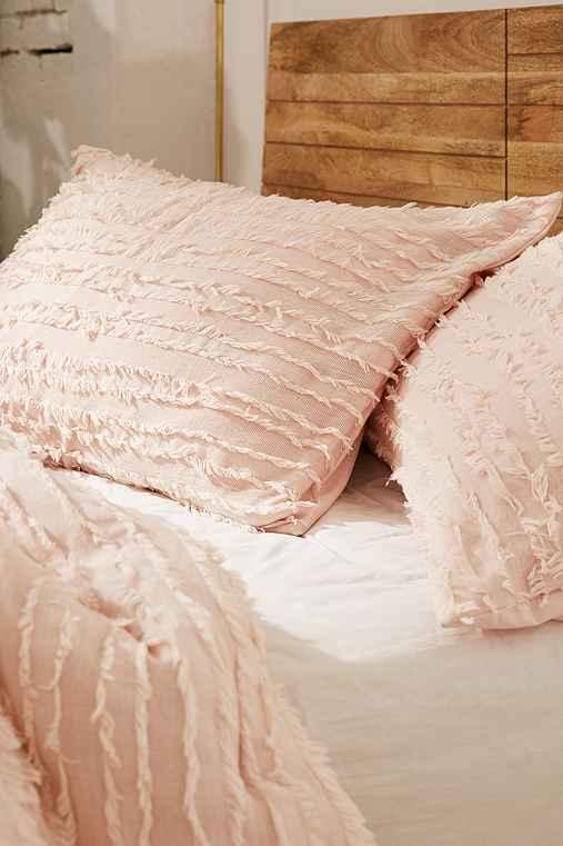 Urban Outfitters Eyelash Fringe Sham Set,rose,one Size