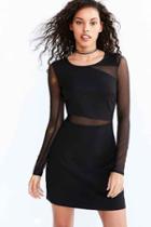 Urban Outfitters Silence + Noise Lightning Mesh Cutout Mini Dress,black,xs