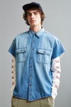 Urban Outfitters Vintage Denim Cap Sleeve Button-down Shirt