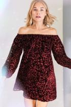 Urban Outfitters Ecote Burnout Velvet Off-the-shoulder Mini Dress