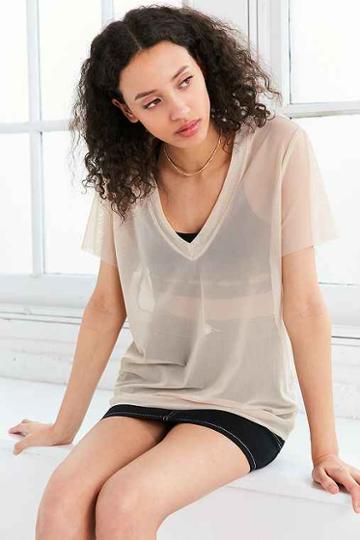 Urban Outfitters Project Social T Kim Mesh Tee,taupe,m