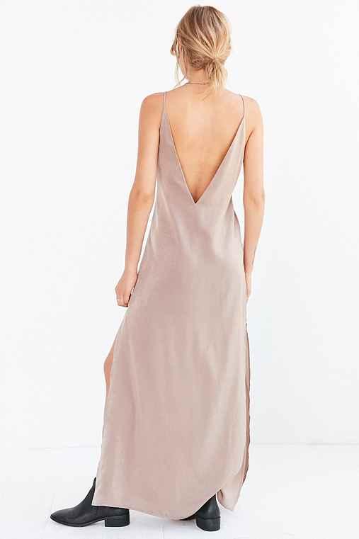 Urban Outfitters Silence + Noise Deep-v Satin Maxi Slip Dress,mauve,xs