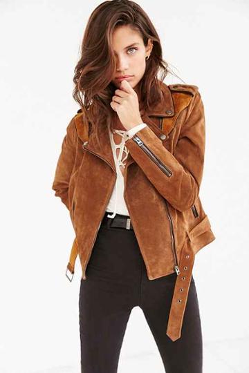 Urban Outfitters Ecote Suede Spliced Western Jacket,light Brown,s