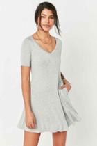 Urban Outfitters Silence + Noise Seamed Knit V-neck Frock Dress,grey,m