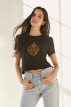 Urban Outfitters Future State Embroidered Heart Tee,black,l